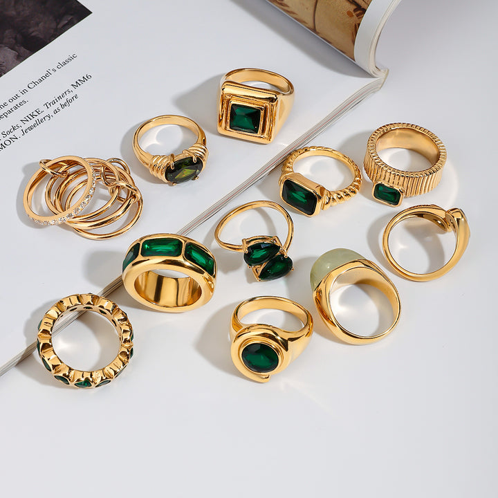 Aegean Ribbed Emerald-Cut Ring