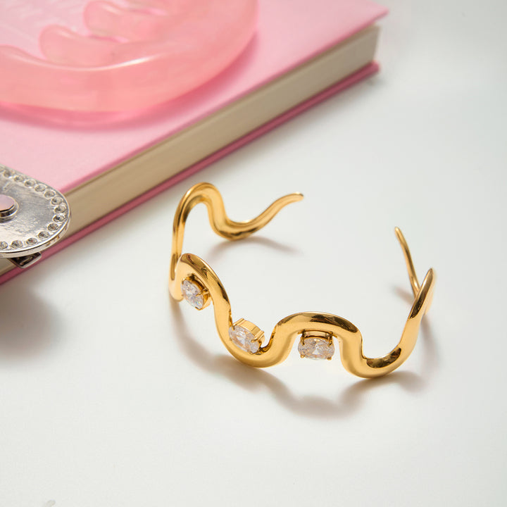 Marea Rippled Stone Bangle Bracelet