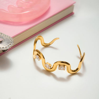 Marea Rippled Stone Bangle Bracelet