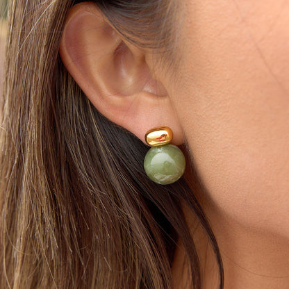 Seagrass Veined Orb Stud Earrings