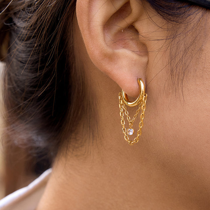 Nerea Draped Stone Huggie Earrings
