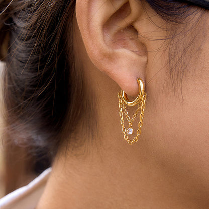 Nerea Draped Stone Huggie Earrings