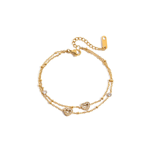 Caleta Twin Strand Heart Bracelet