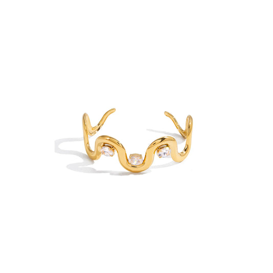 Marea Rippled Stone Bangle Bracelet