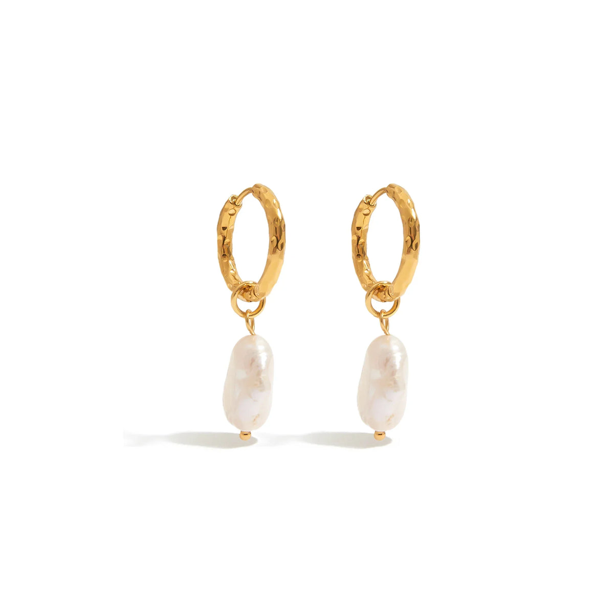 Marea Hammered Pearl Hoop Earrings