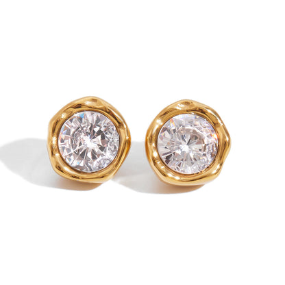Cala Textured Bezel Stud Earrings