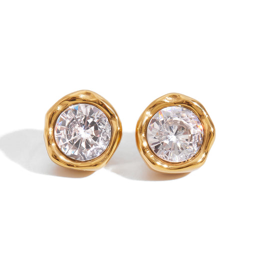 Cala Textured Bezel Stud Earrings
