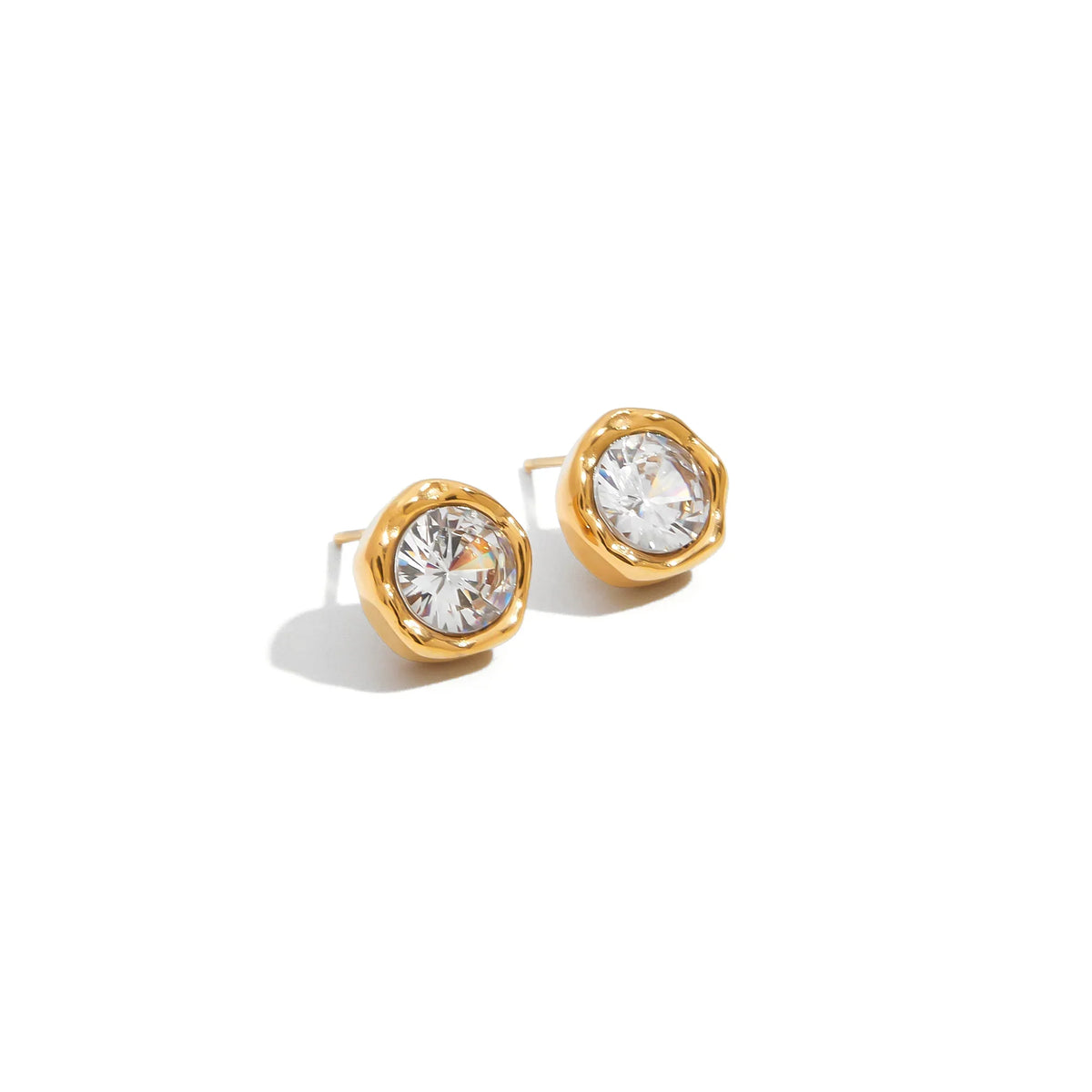 Cala Textured Bezel Stud Earrings