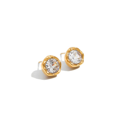 Cala Textured Bezel Stud Earrings