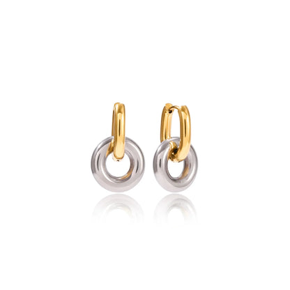 Marea Linked Circle Huggie Earrings