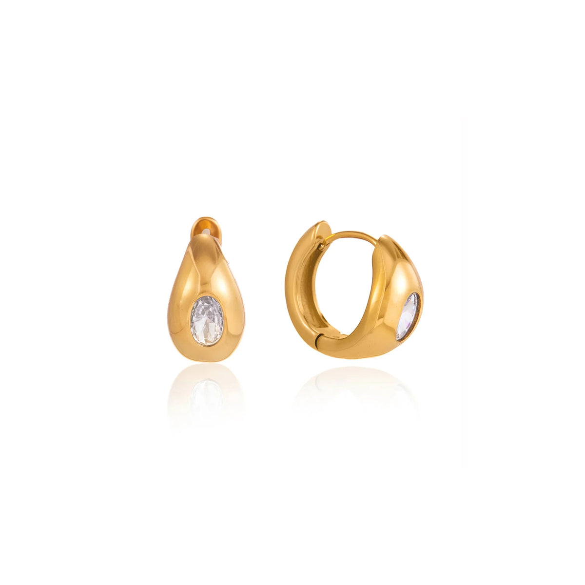 Solene Rounded Stone Hoop Earrings