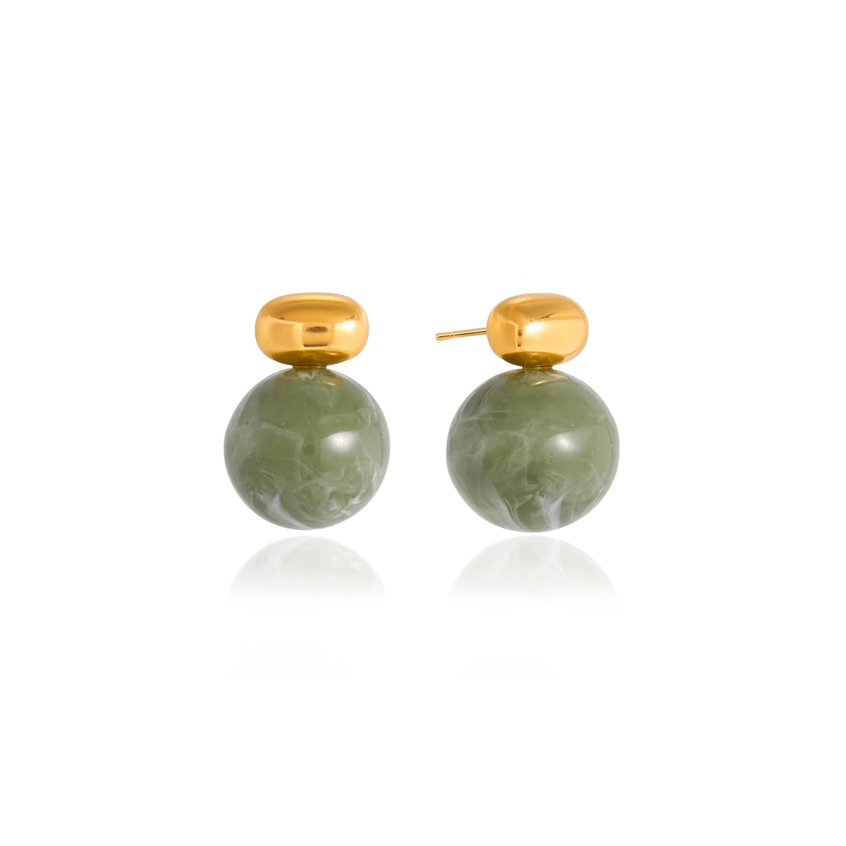 Seagrass Veined Orb Stud Earrings