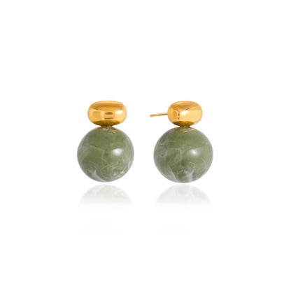 Seagrass Veined Orb Stud Earrings