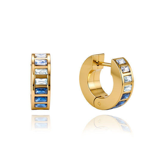 Marea Stone Channel Huggie Earrings