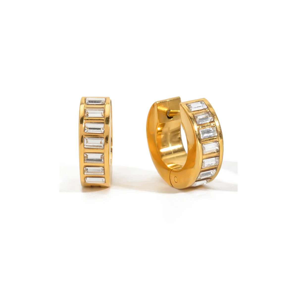 Marea Stone Channel Huggie Earrings