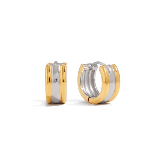 Cala Ridged Mixed-Metal Huggie Earrings