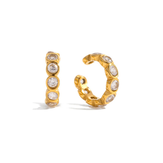 Salina Hammered Zirconia Cuff Earrings