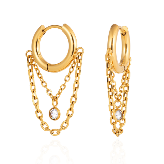 Nerea Draped Stone Huggie Earrings