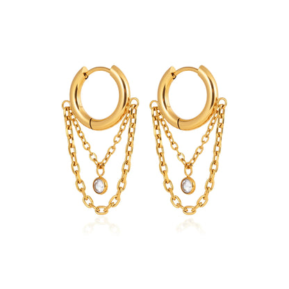 Nerea Draped Stone Huggie Earrings