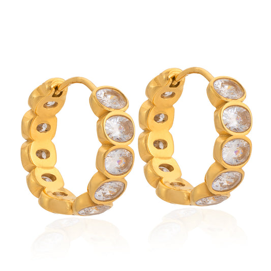 Cala Rimmed Stone Hoop Earrings