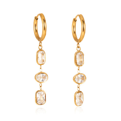 Marea Cascading Zirconia Huggie Earrings
