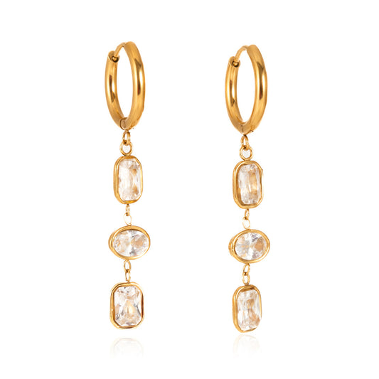 Marea Cascading Zirconia Huggie Earrings