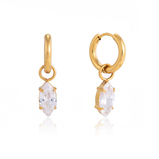 Marea Navette Crystal Hoop Earrings