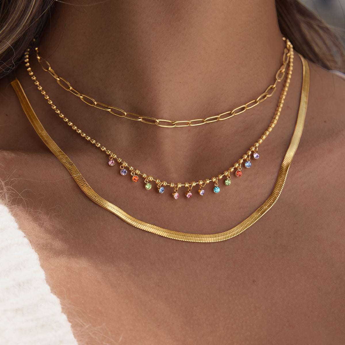 Marea Crystal Teardrop Chain Necklace
