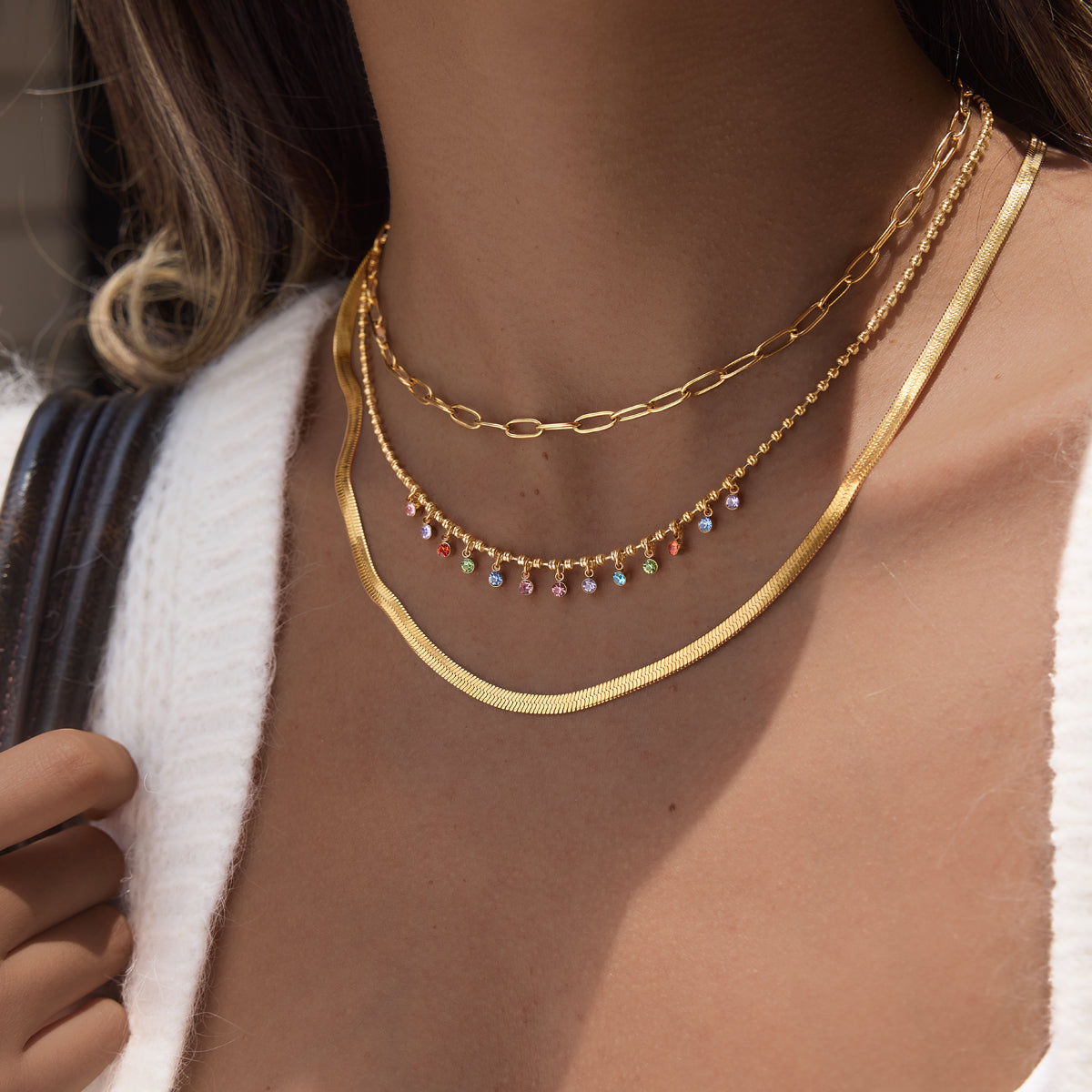 Marea Crystal Teardrop Chain Necklace