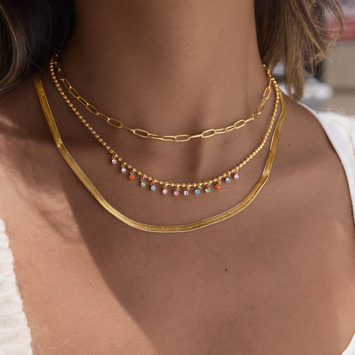 Marea Crystal Teardrop Chain Necklace