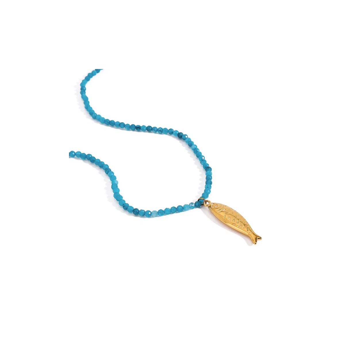 Marea Aqua Faceted Fish Necklace