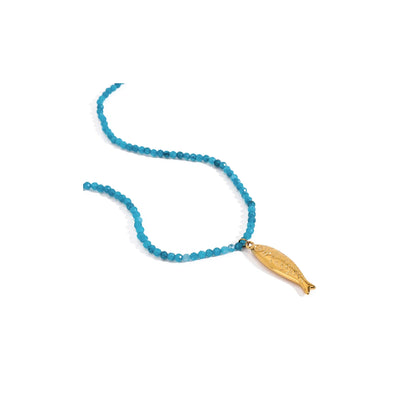 Marea Aqua Faceted Fish Necklace