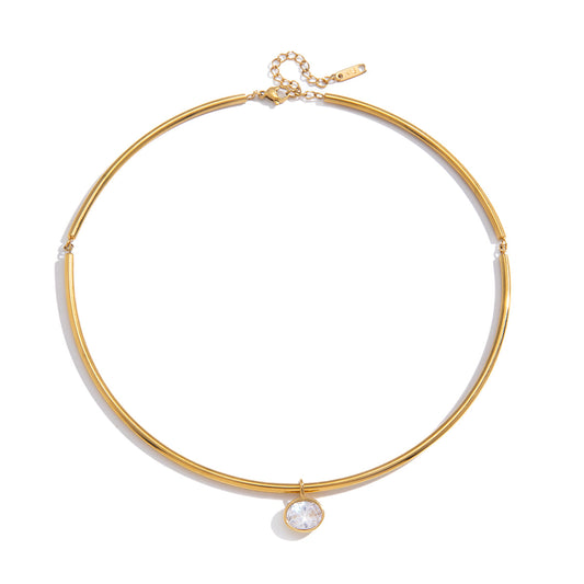 Marea Crystal Pendant Torque Necklace