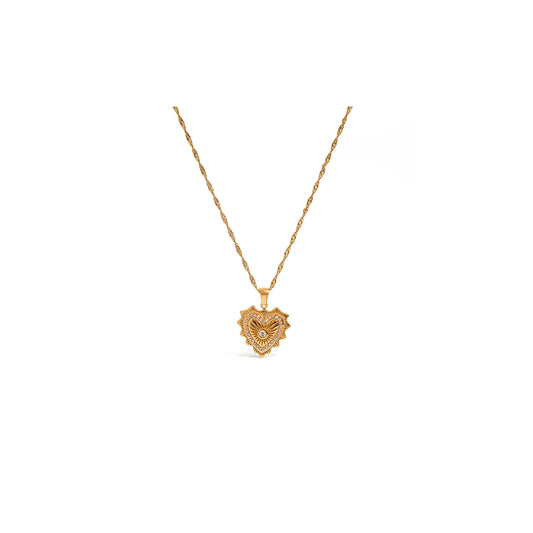 Cala Fluted Heart Pendant Necklace