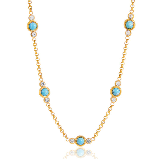 Marea Turquoise Bezel Chain Necklace