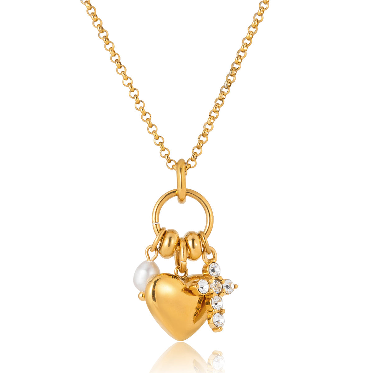 Salina Pearl Charm Cluster Necklace