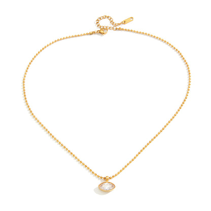 Solene Petal-Cut Beaded Chain Necklace