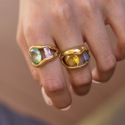 Salina Sculpted Gem Inlay Ring