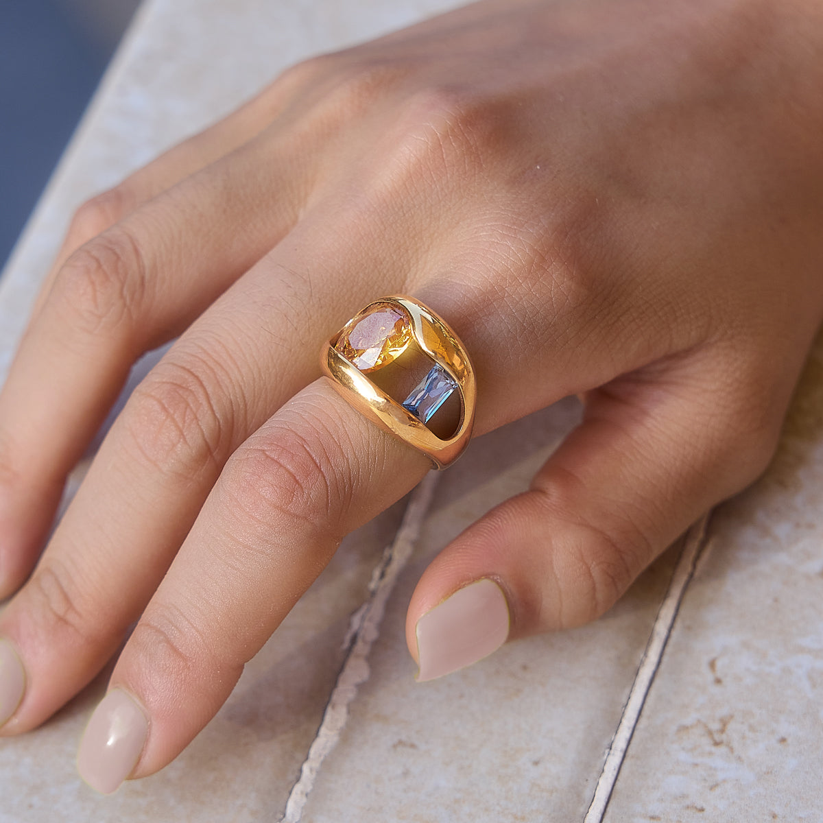 Salina Sculpted Gem Inlay Ring