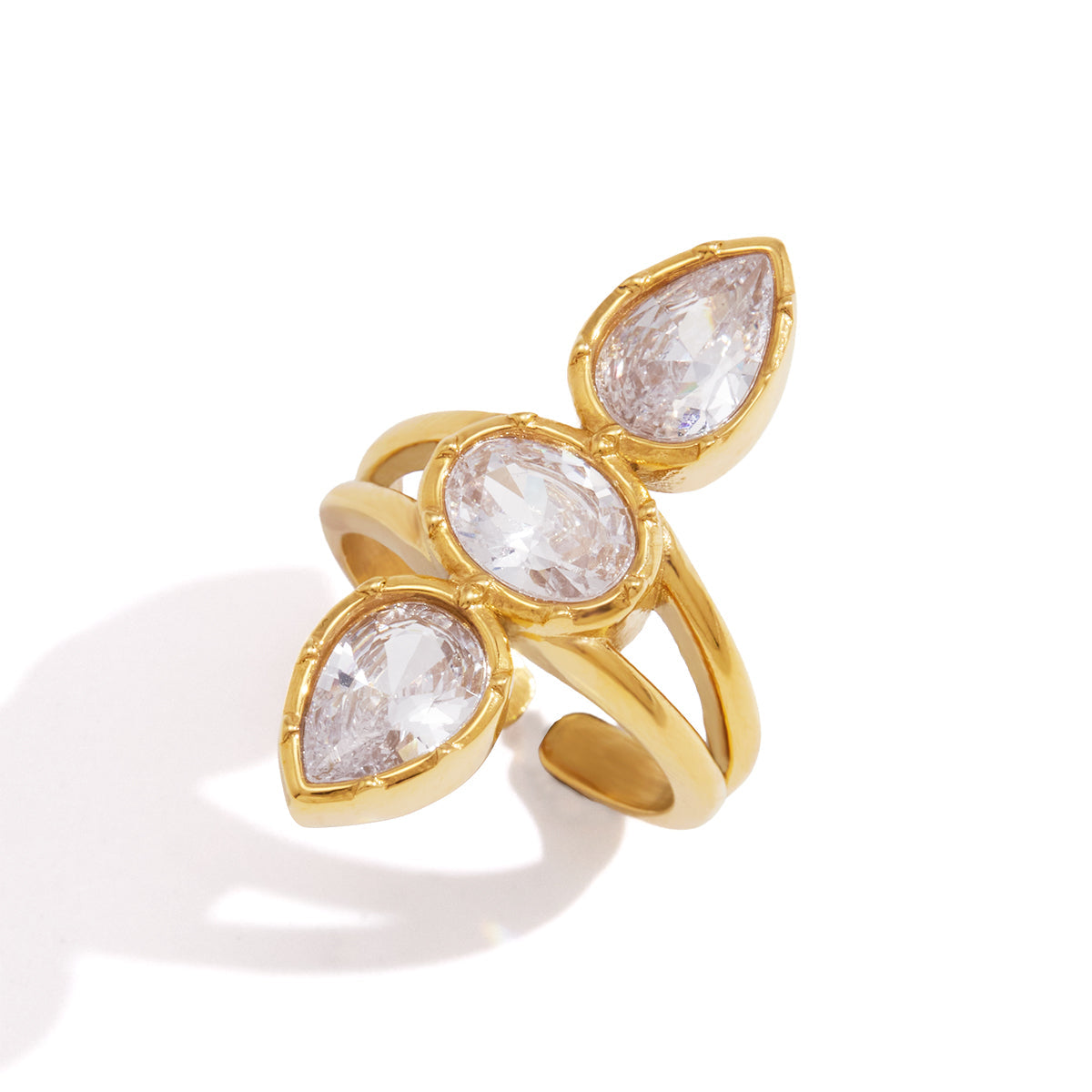 Solene Triple Bezel Adjustable Ring