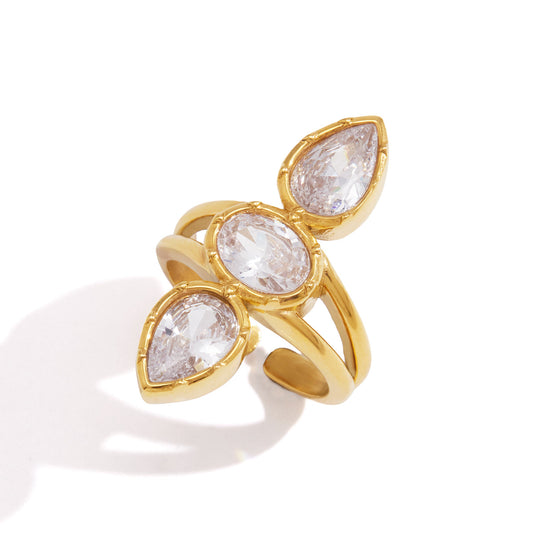Solene Triple Bezel Adjustable Ring