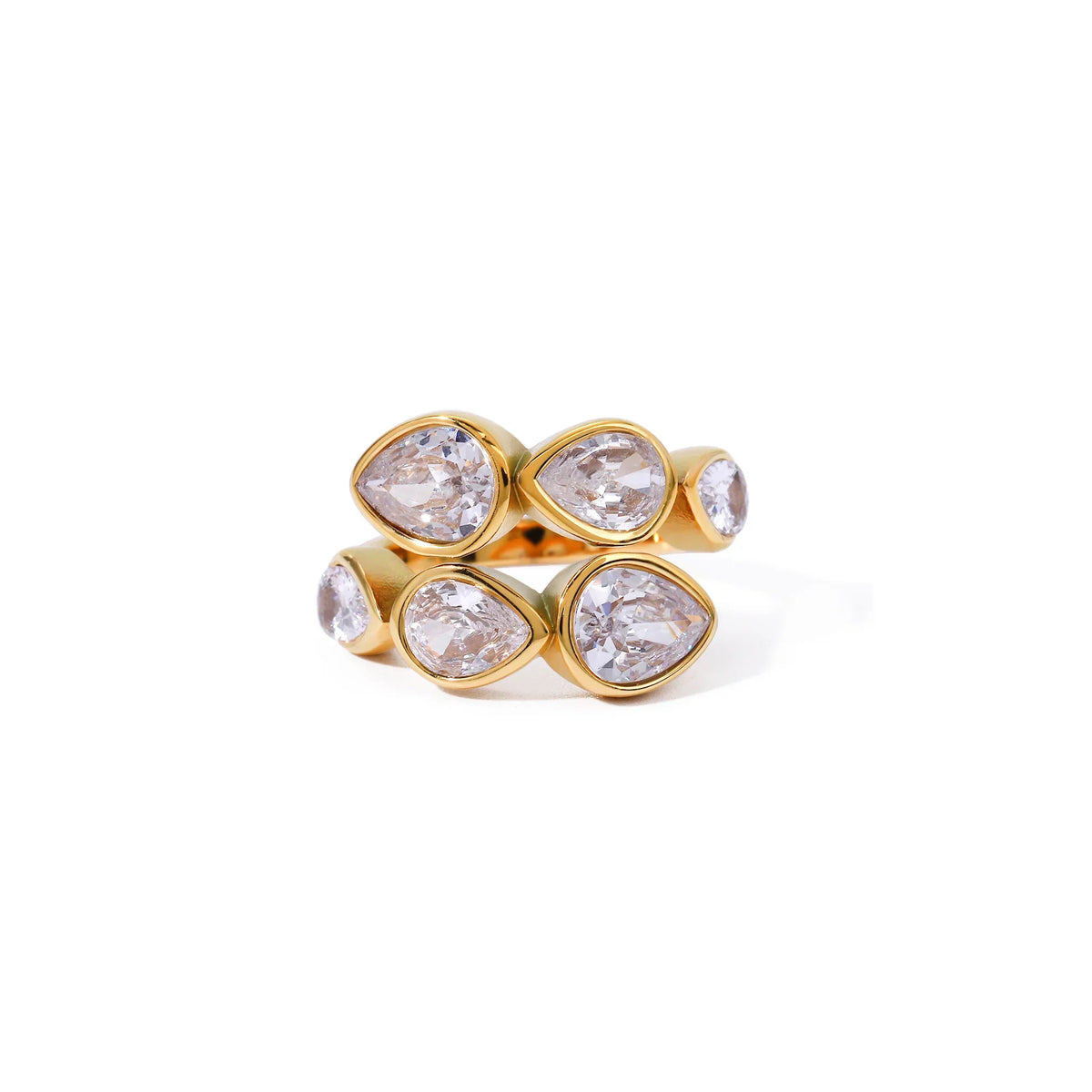 Anemone Faceted Crystal Open Ring