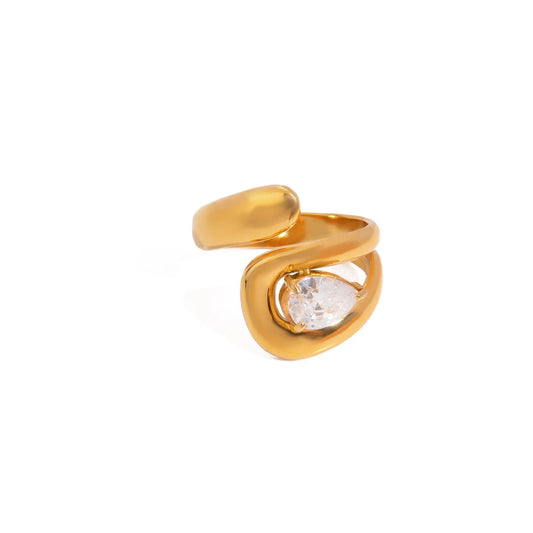Ondine Teardrop Crystal Coil Ring
