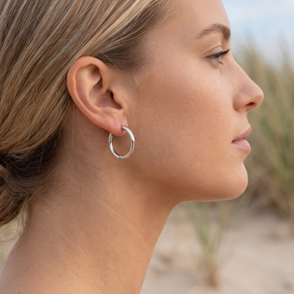 Asea Timeless Gold Hoops — worn by model
