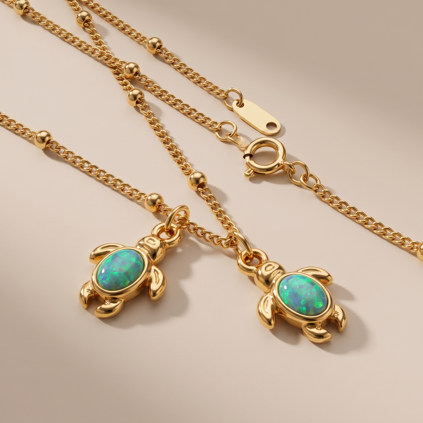 Asea Opal Sea Turtle Necklace — close-up detail
