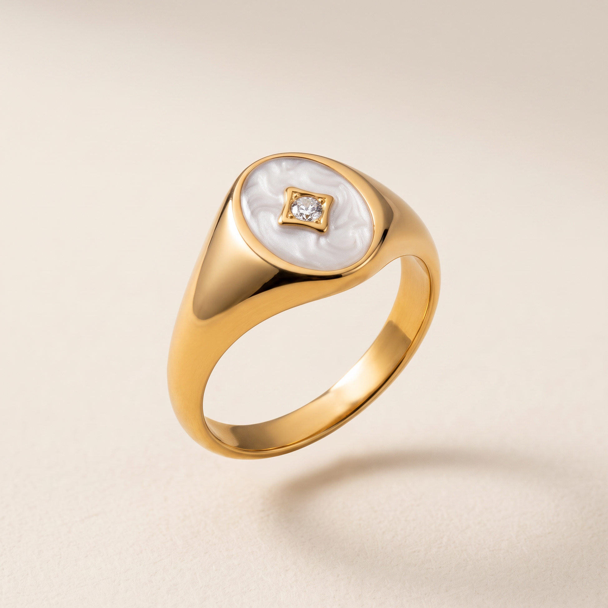 Asea Boreal Enamel Signet Ring — front view