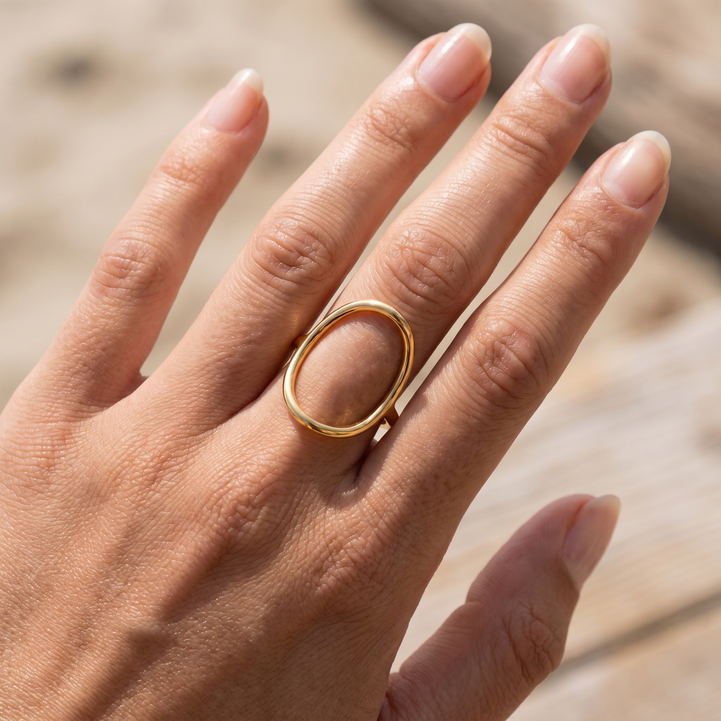 Asea Ensenada Gold Oval Ring — worn by model