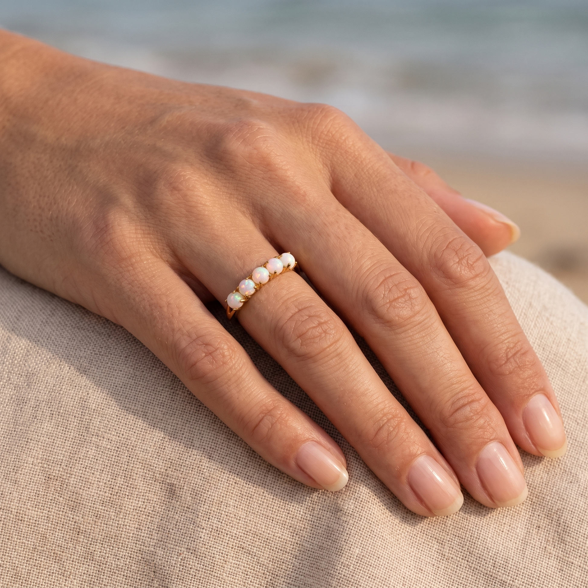 Asea Dainty Opal Band — worn by model