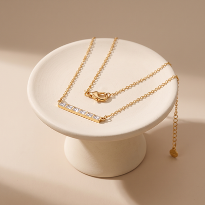 Asea Baguette Line Zircon Necklace — angle