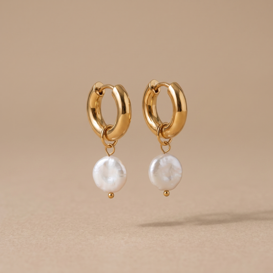 Asea Bold Pearl Hoops — front view